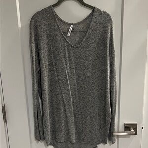 Elegant Heather Gray Long Sleeve Women's Top